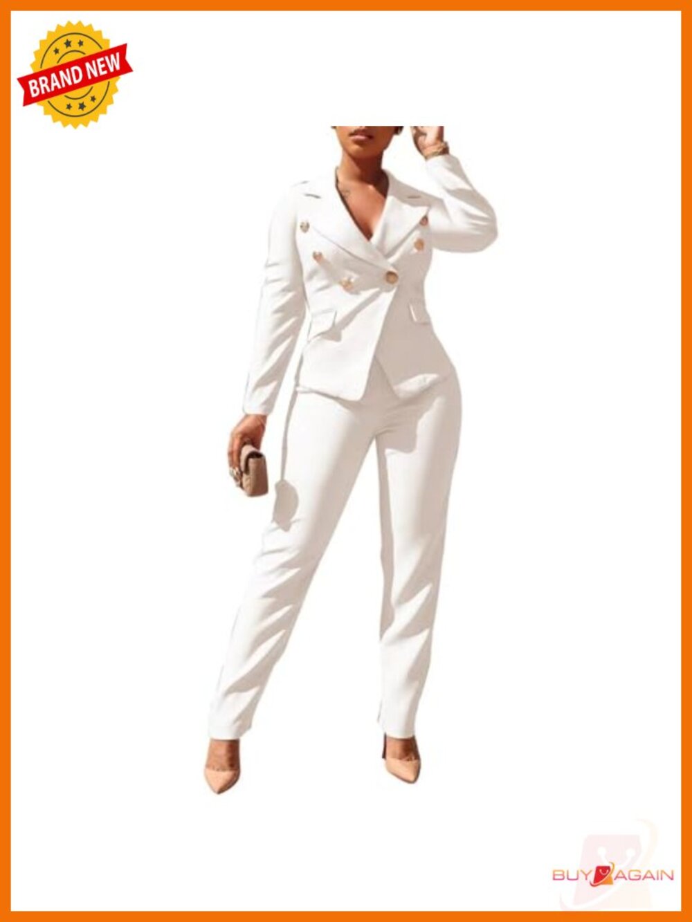 Two Piece Business Blazer Suit Set Long Sleeve Slim Fit Work Pant Suit